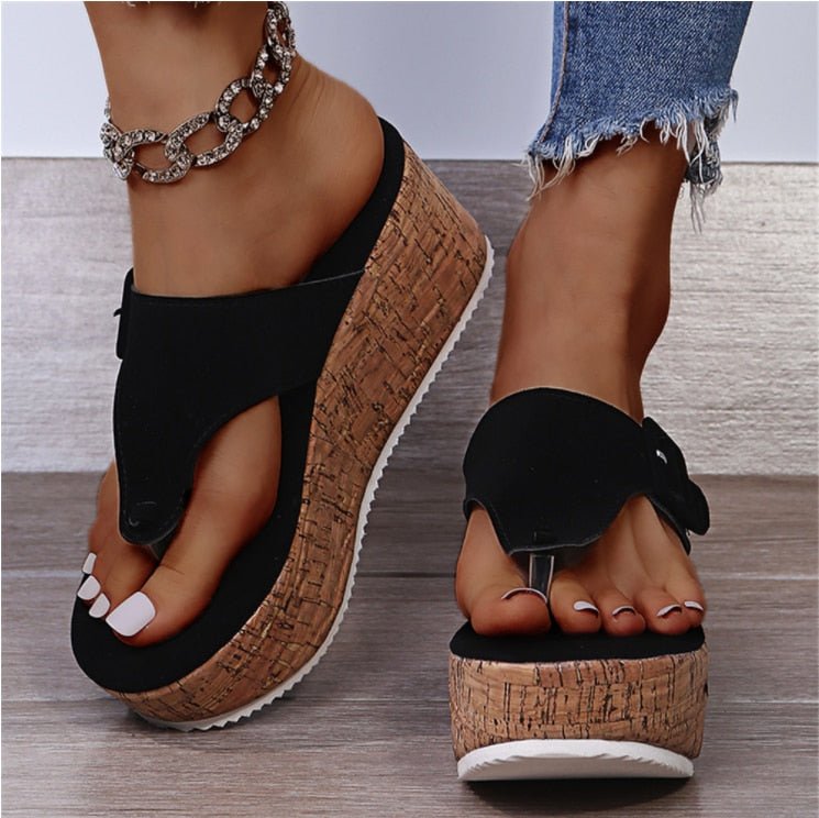 Nava - Thong Sandals with Cork Heel